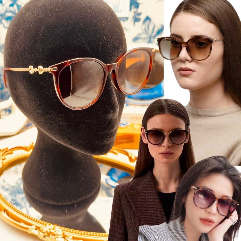 🆕 GUCCI 🧿 NWOT GG0885SA002 Acetate Cat Eye Horsebit Sunglasses, Brown Gradient